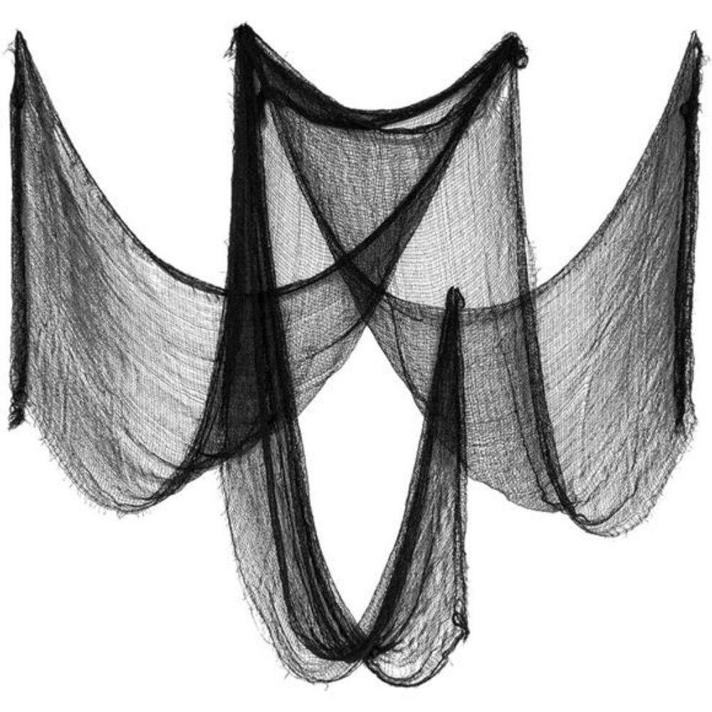 5Pcs Halloween Black Creepy Cloth- Spooky Gauze Fabric Cloth Halloween Decor